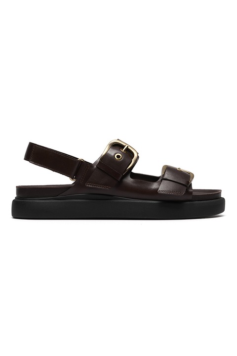 Clarks, Sandale de piele cu catarama Aristella Bay, Maro cognac