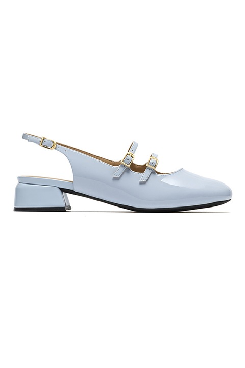Clarks, Pantofi slingback Mary Jane de piele lacuita Daiss, Albastru azur