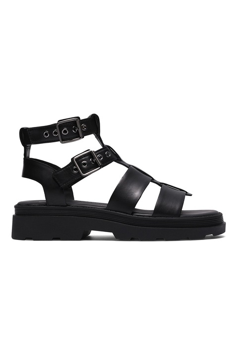 Clarks, Sandale din piele cu bareta pe glezna Orinoco, Negru
