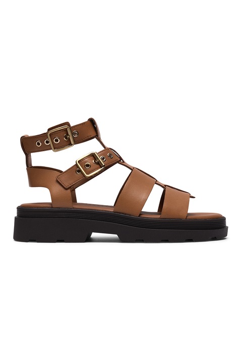 Clarks, Sandale din piele cu bareta pe glezna Orinoco, Maro scortisoara