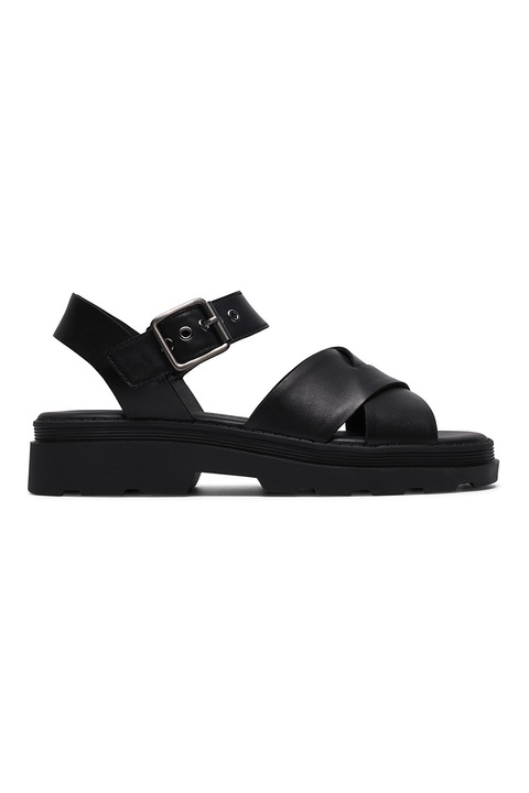 Clarks, Sandale de piele Orinoco Cross, Negru stins