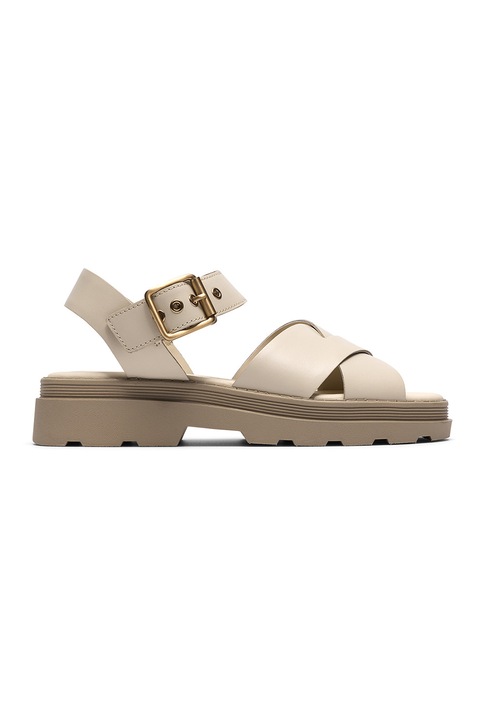 Clarks, Sandale de piele Orinoco Cross, Alb murdar