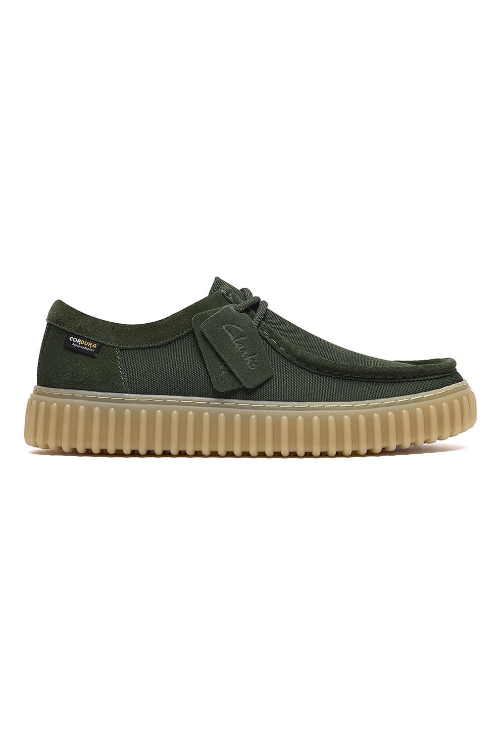 Clarks, Pantofi casual din material textil cu garnituri de piele intoarsa Torhill, Verde englez, 9