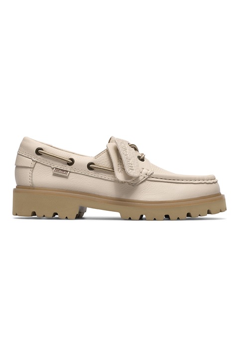 Clarks, Pantofi boat de piele Cleyhill, Alb murdar