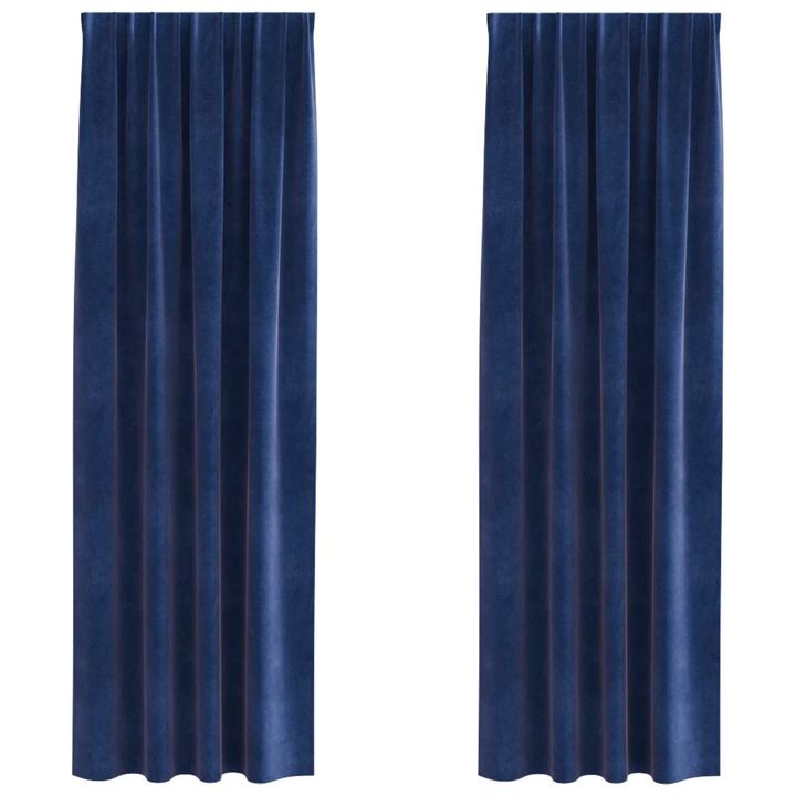 Perdele opace 2 pcs vidaXL, Albastru inchis 140 x 260 cm Catifea
