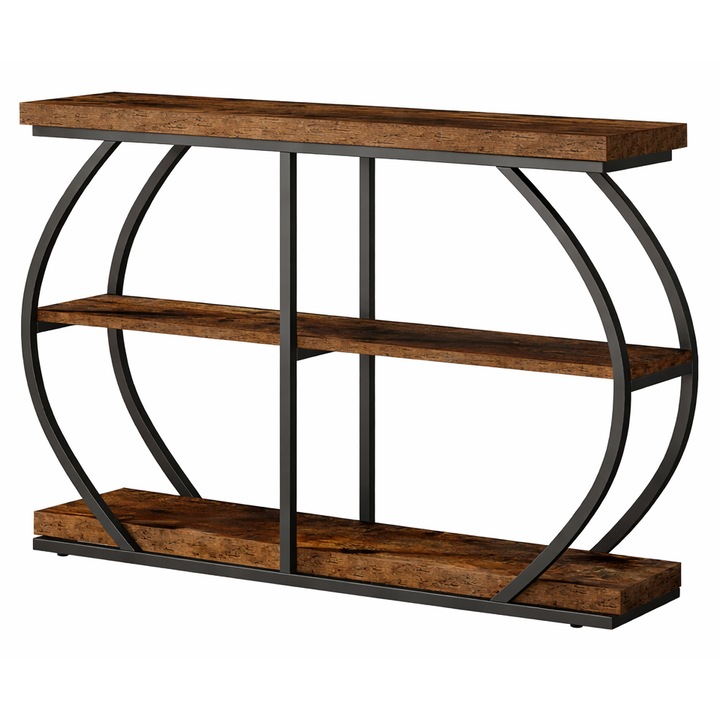 Masa Living/Hol, Blackswan Design Halley Rustic, lemn maro/negru, 105x30x80 cm