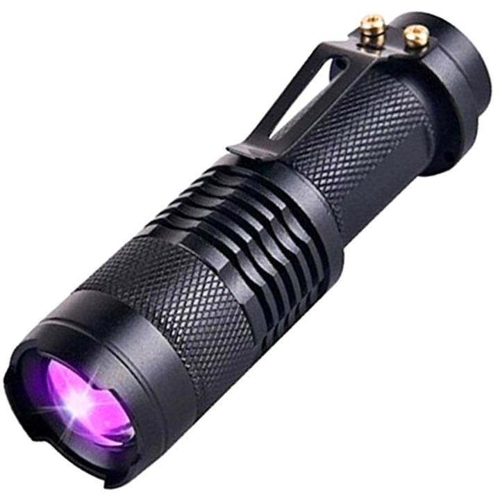 Lanterna UV, 5W, functie ZOOM, negru, 9.6x2.6cm