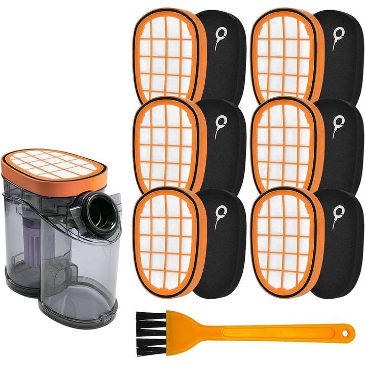 Set Filtre pentru Aspirator, Bedee, Philips Speedpro Max, Material lavabil, reutilizabil, de inalta rezistenta, ecologic, 6 Filtre Din Spuma Si 6 Filtre De Aer Cu Rama, Calitate Inalta A Executiei