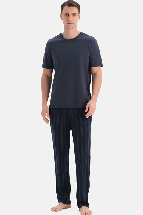 DAGI, Pantaloni de pijama din amestec de modal, Negru/Bleumarin