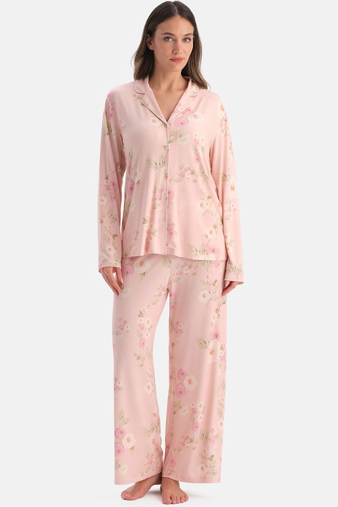 DAGI, Pijama cu imprimeu floral, Piersica