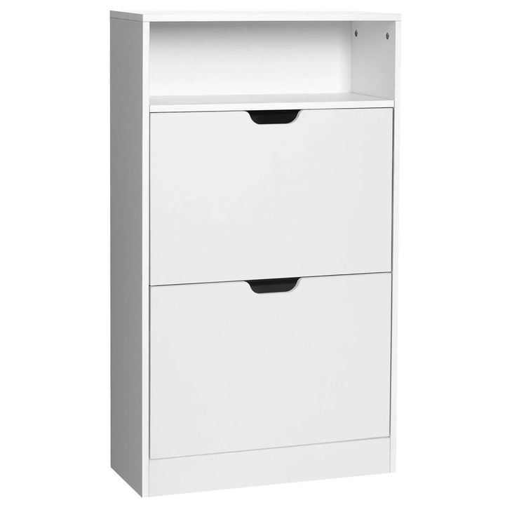 Шкаф за обувки с 3 сгъваеми врати, за 8-12 чифта, 60x24x102 см, бял