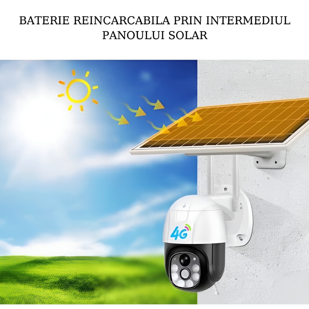 Camera Cu Sim Camera de supraveghere cu SIM 4G / Wi Fi si panou solar, eSimplu®, 2K ...