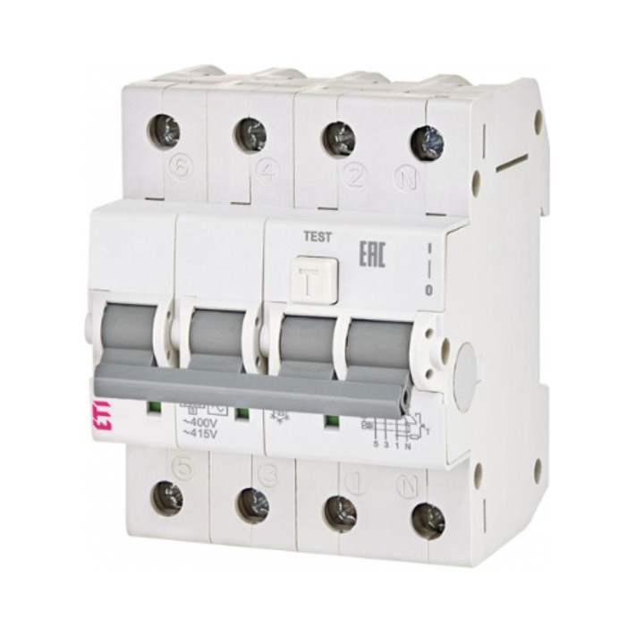 Siguranta electrica automata diferentiala ETI KZS-4M 3P+N A B10/30mA RCBO