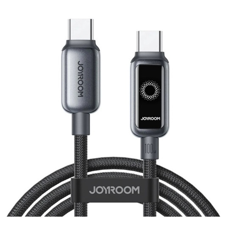 Joyroom starflight adatkábel, type-c - type-c, 100w, pd gyorstöltő, led jelzés, 120cm, fekete