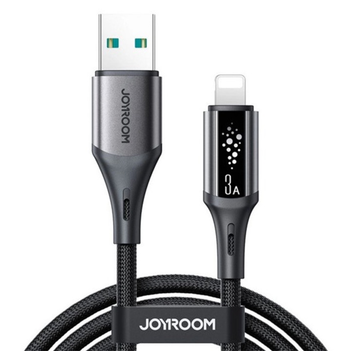 Joyroom startalk adatkábel, usb - lightning, 3a, pd gyorstöltő, led jelzés, 120cm, fekete, kompatibilis: Apple IPAD / IPAD 2 / IPAD, 3rd Generation