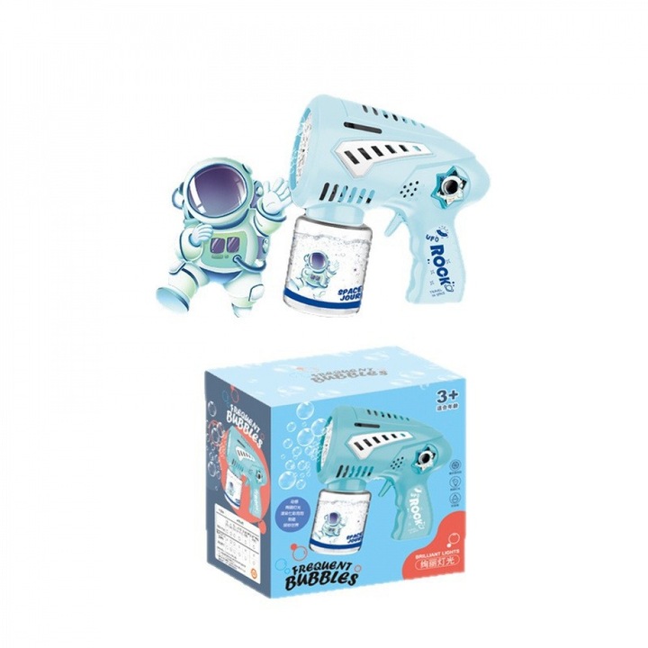 Pistol de bule gigantic in forma de astronaut, 72 de gauri cu lumini, masina de bule electrica portabila pentru copii