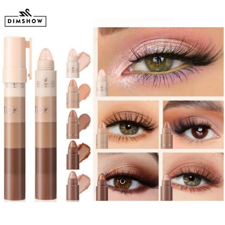 Fard de pleoape, DIMSHOW, fard de pleoape lenes in 5 sectiuni, mat, stick de fard de pleoape perlat, impermeabil si durabil pentru incepatori, B