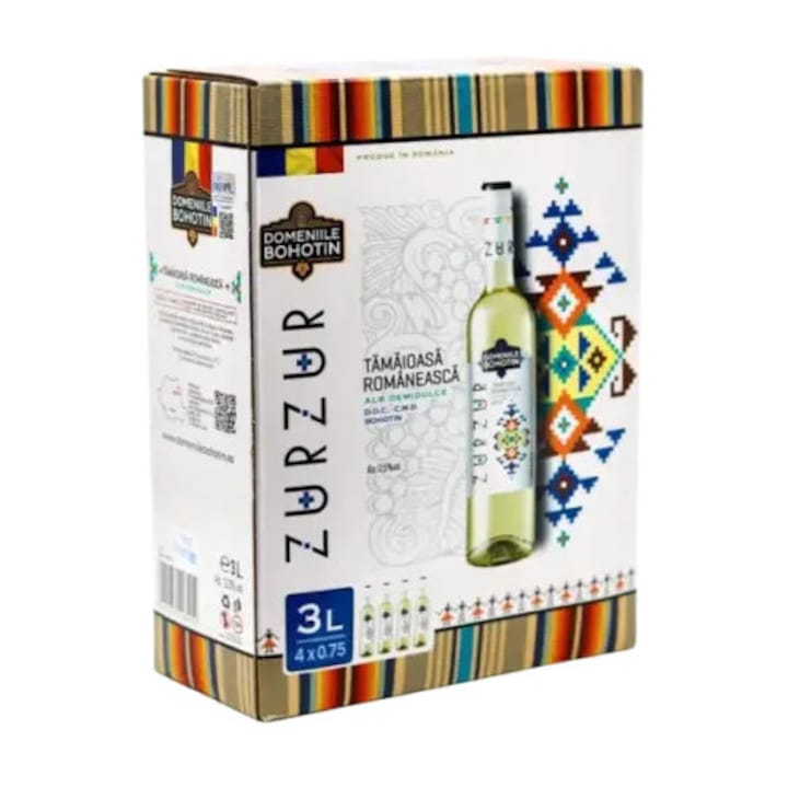 Vin ZUR ZUR Tamaioasa demidulce DOC Domeniile Bohotin 3 L Bag-in-Box, rosu