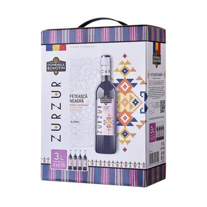 Vin ZUR ZUR Feteasca Neagra Demidulce DOC Domeniile Bohotin 3 L Bag-in-Box, rosu