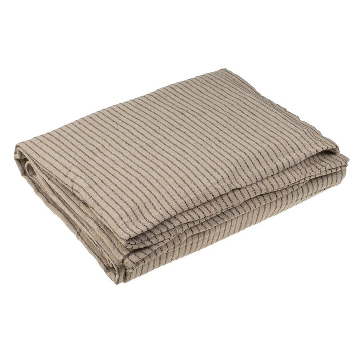 Покривало за диван, За триместен диван, Релефна ивица и ресни, Памук, Полиестер, 280x180 см, Бежов