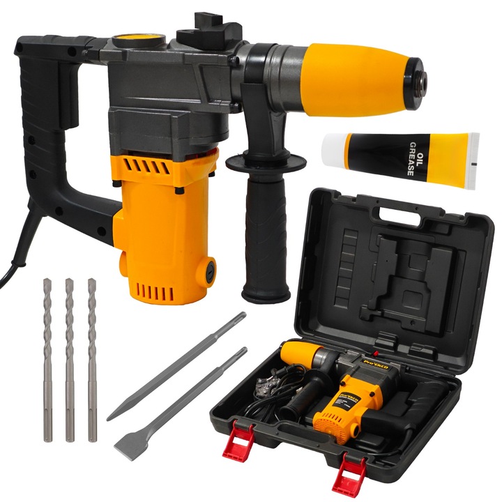 Перфоратор DDT, Pro'EKCO 1700W SDS-Plus – 26 мм, включени 3 свредла и 2 длета, 1700W, 920 об/мин