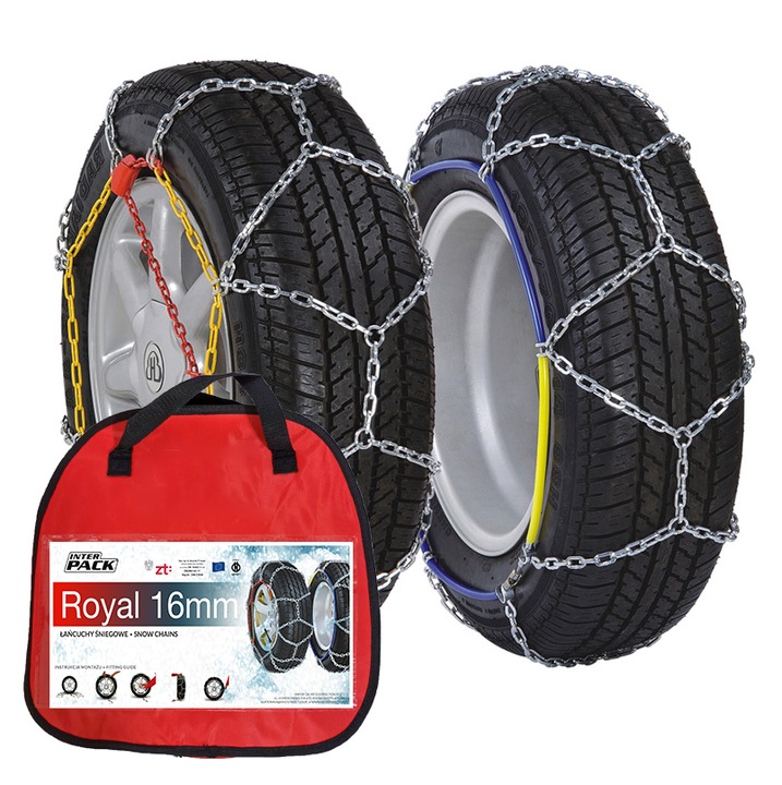 Lanturi antiderapante auto, Inter Pack, model 4WD Royal 240, zale 16 mm, profil romb, certificare Ö-NORM 5117, montare rapida statica, compatibil ABS si ESP, pentru SUV si vehicule comerciale, rezistente