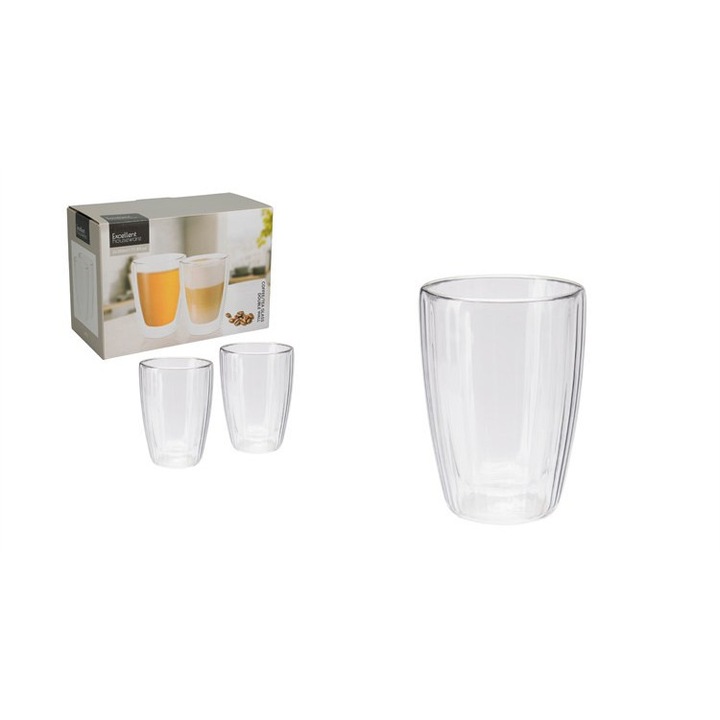 Üvegpohár Duplafalú Kávés/ Teás 350ml 2 Darabos CD1200250