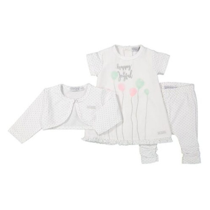 Set 3 piese, Dirkje, bolero rochie, Alb