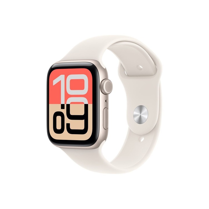 Apple Watch SE 3 (2025) GPS 44mm csillagfény alumínium tok, csillagfény sportszíj (M/L) MEHJ4