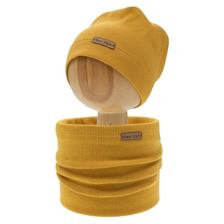 Gyermek szett, NICOL, sapka + sál, sárga, univerzális
