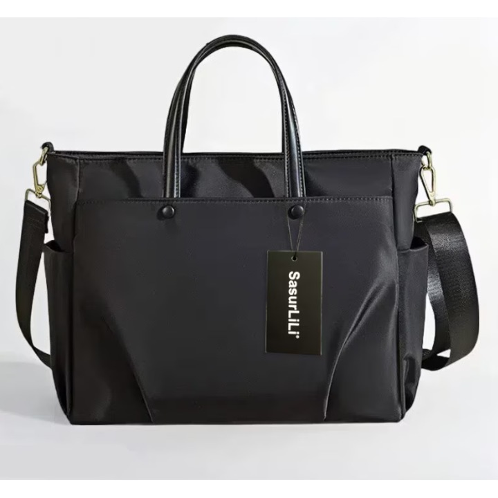 Rucsac laptop SasurLili, capacitate mare, rezistent la apa, negru, 42x12x32cm