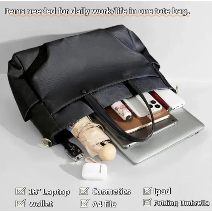 Rucsac laptop SasurLili, capacitate mare, rezistent la apa, negru, 42x12x32cm
