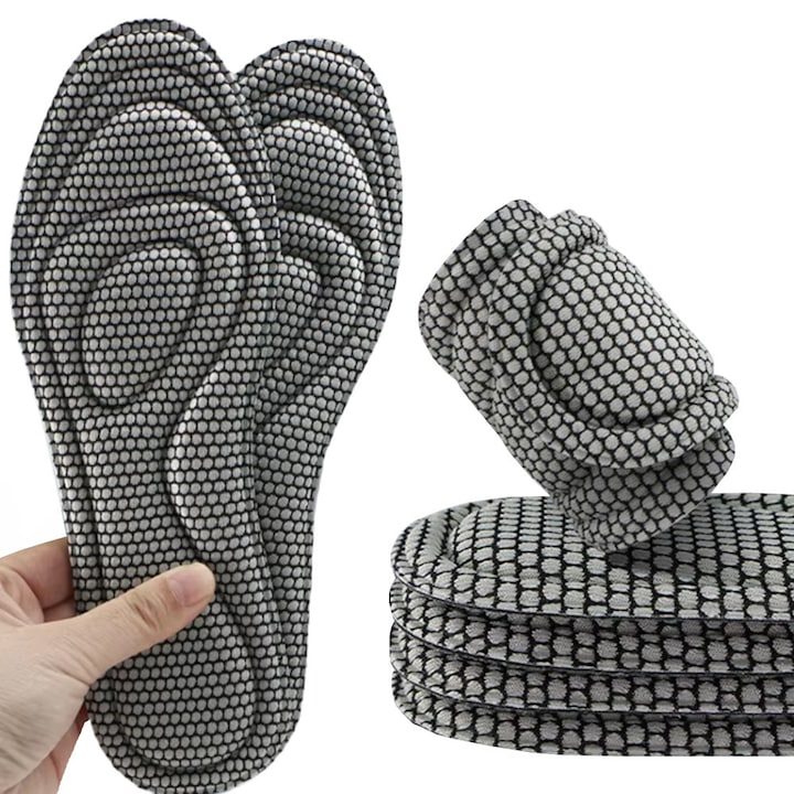 Спортни ортопедични стелки, SNM, Размер 37-38 24.5 см, Мемори пяна, За бягане и ходене, Амортизация на удари, Дишащи и удобни, Сиви