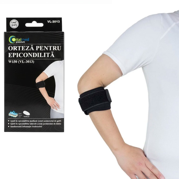 Orteza pentru epicondilita Vitalmed Premium, ofera compresie controlata si sustinere optima, marime universala