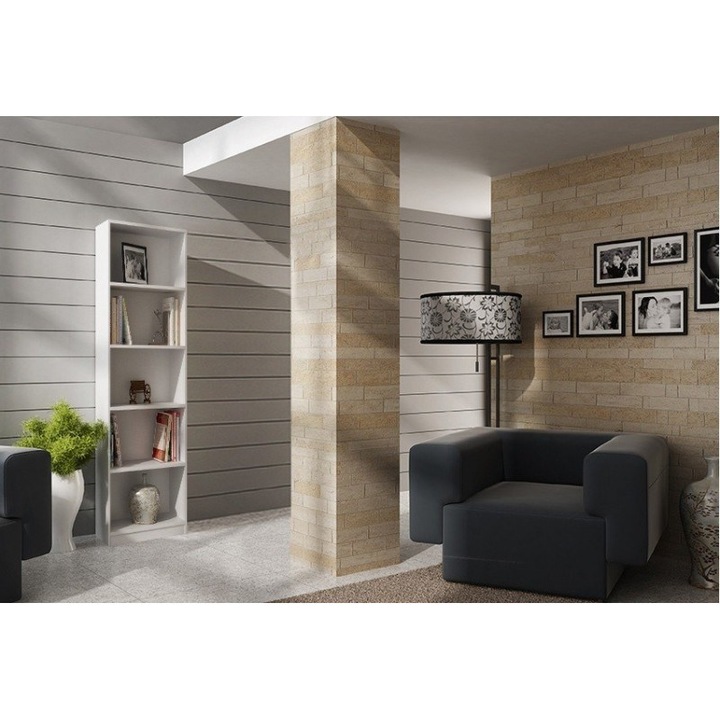 Biblioteca pentru carti, TOP E SHOP, 40 cm, alb