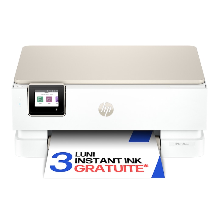 Multifunctional Inkjet color HP Envy Photo 7230, imprimare, copiere, scanare, A4, wireless, 15 ppm alb-negru / 10 ppm color, bej-alb, Eligibil Instant Ink