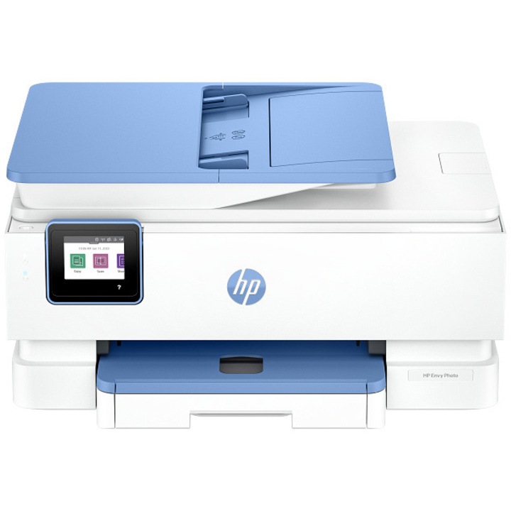 Multifunctional Inkjet color HP Envy Photo 7931, imprimare, copiere, scanare, A4, wireless, ADF, 15 ppm alb-negru / 10 ppm color, alb, Eligibil instant ink