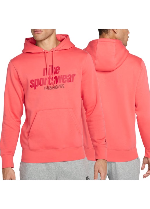 Hanorac cu gluga si buzunar tip kangaroo pentru barbati Nike, coral, HJ2159-814, Coral