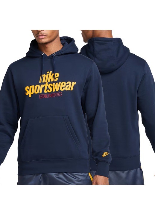 Hanorac cu gluga si buzunar tip kangaroo pentru barbati Nike, albastru inchis HJ2159-451, Albastru marin