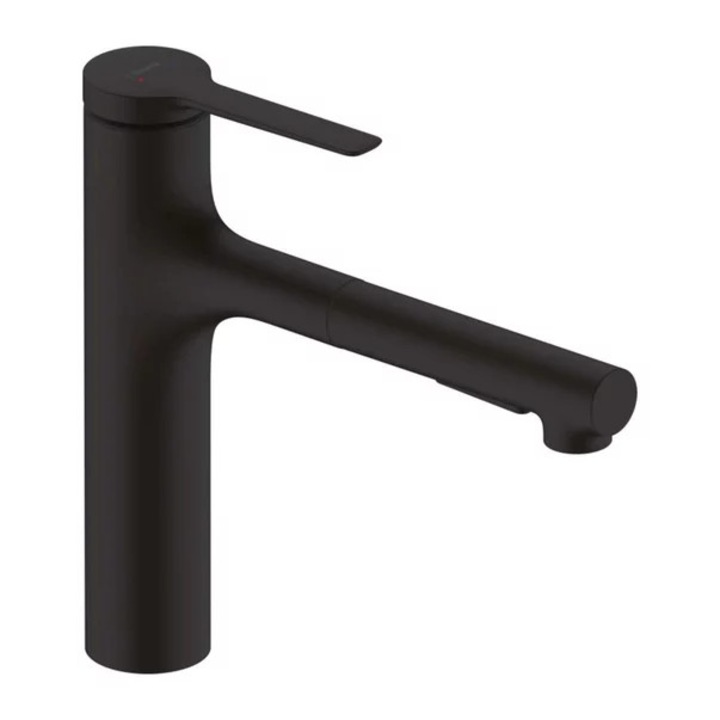 Hansgrohe Zesis M33 160 matt fekete kihúzható zuhanyfejes konyhai csaptelep, 2 féle sugár