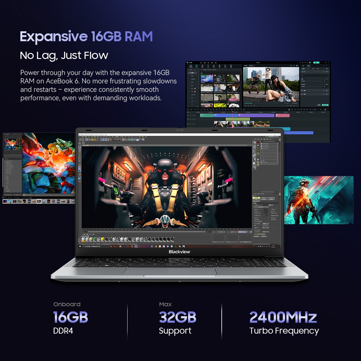Laptop Blackview Acebook 6,16GB DDR4 256GB SSD, AMD Ryzen 5 3500U 3.7GHz/ Radeon Vega 8, Win11 Home, 38Wh,15.6" FHD+, HDMI 2.0, Bluetooth 5.0, USB 3.0, WLAN 5G, Gri