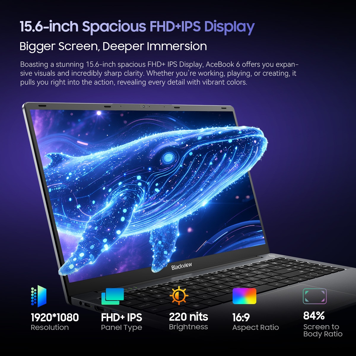Laptop Blackview Acebook 6,16GB DDR4 256GB SSD, AMD Ryzen 5 3500U 3.7GHz/ Radeon Vega 8, Win11 Home, 38Wh,15.6" FHD+, HDMI 2.0, Bluetooth 5.0, USB 3.0, WLAN 5G, Gri