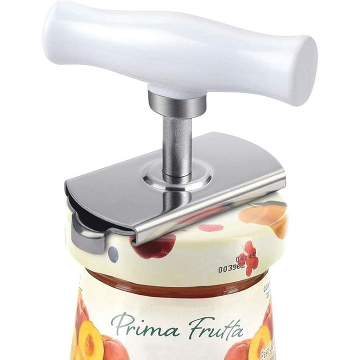 YDCY™ többfunkciós rozsdamentes acél konzervnyitó, állítható, 3-10 cm-es üvegekhez és befőttesüvegekhez, konyhai és háztartási eszköz, alkalmas időseknek, nőknek, gyermekeknek és gyenge kezűeknek (fehér)