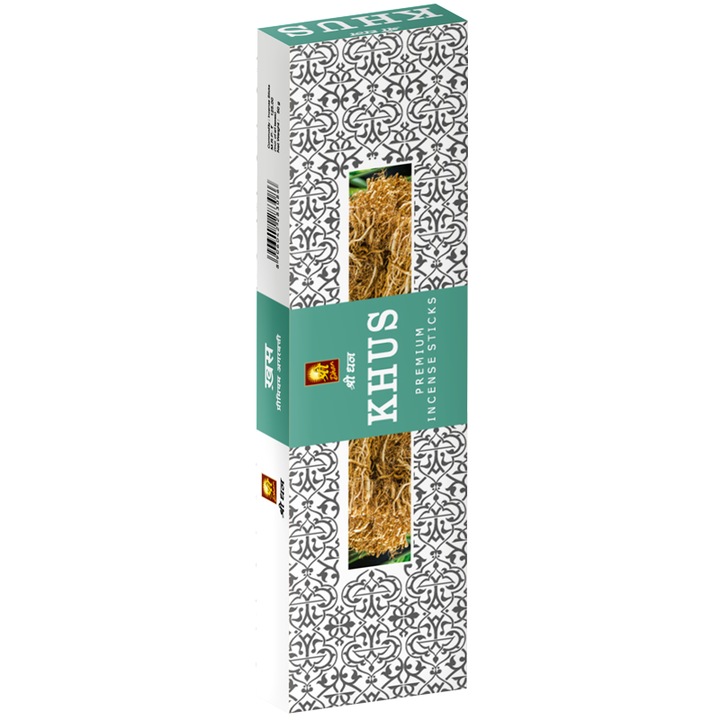 Shreedhan Fragrances prémium "Khus" illatpálcikák, 50g