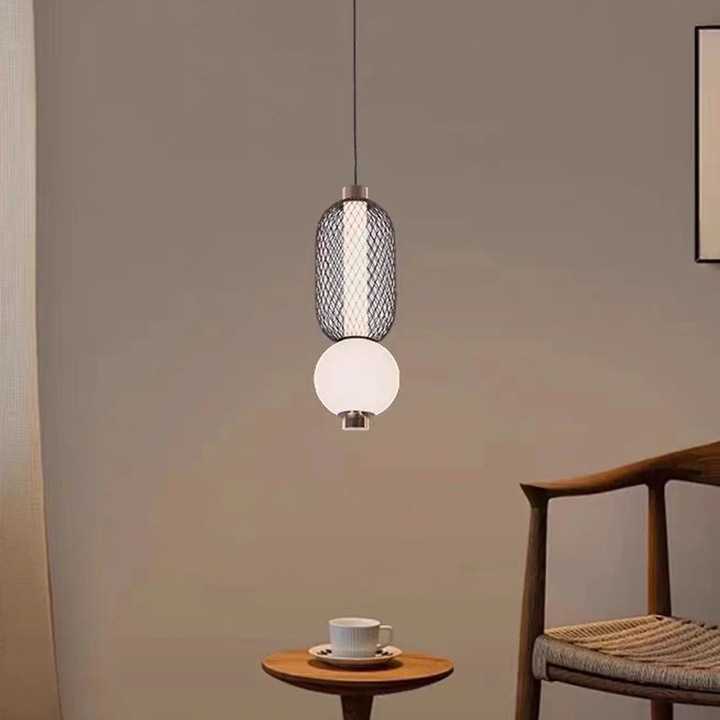 Lustra LED Suspendata LM550/2BK, 11W, Diametru 49, Inaltime 100, Lumina Rece/Neutra/Calda, Dimabila, Alb, Negru, Acril, Metal