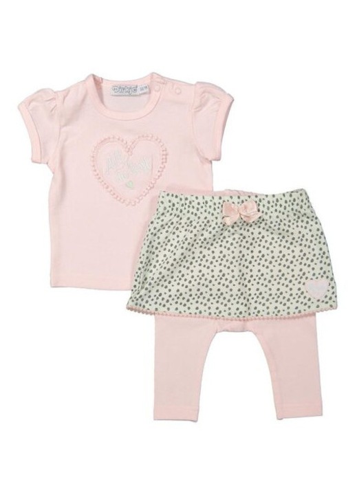 Set 3 piese, Dirkje, tricou roz verde, roz, Roz