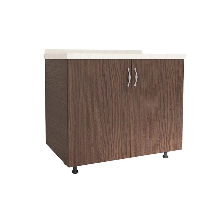 Corp Baza Bucatarie H90xA50xL80 cm, Culoare Wenge, Picioare Reglabile de 10cm, Blat Termorezistent