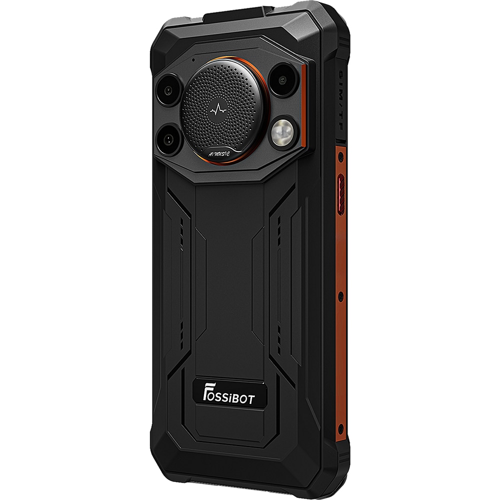 Telefon mobil FOSSIBOT F110 Pro Orange, 5G, Dual SIM, 6.75-inch IPS, 8-Core Dimensity 6300, 8GB RAM, 128GB, NFC, GPS, AI Triple Camera, 128dB Big Speaker, 10000mAh, IP68/IP69K, Android 15