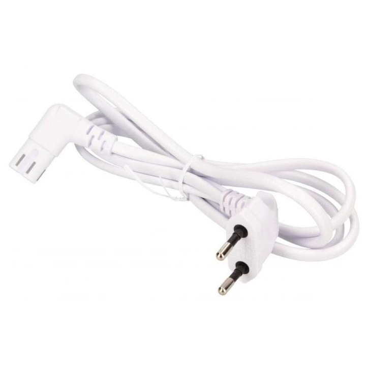 Cablu de alimentare pentru TV de 1.5 metri cu conectori cotiti, 2.5A, alb