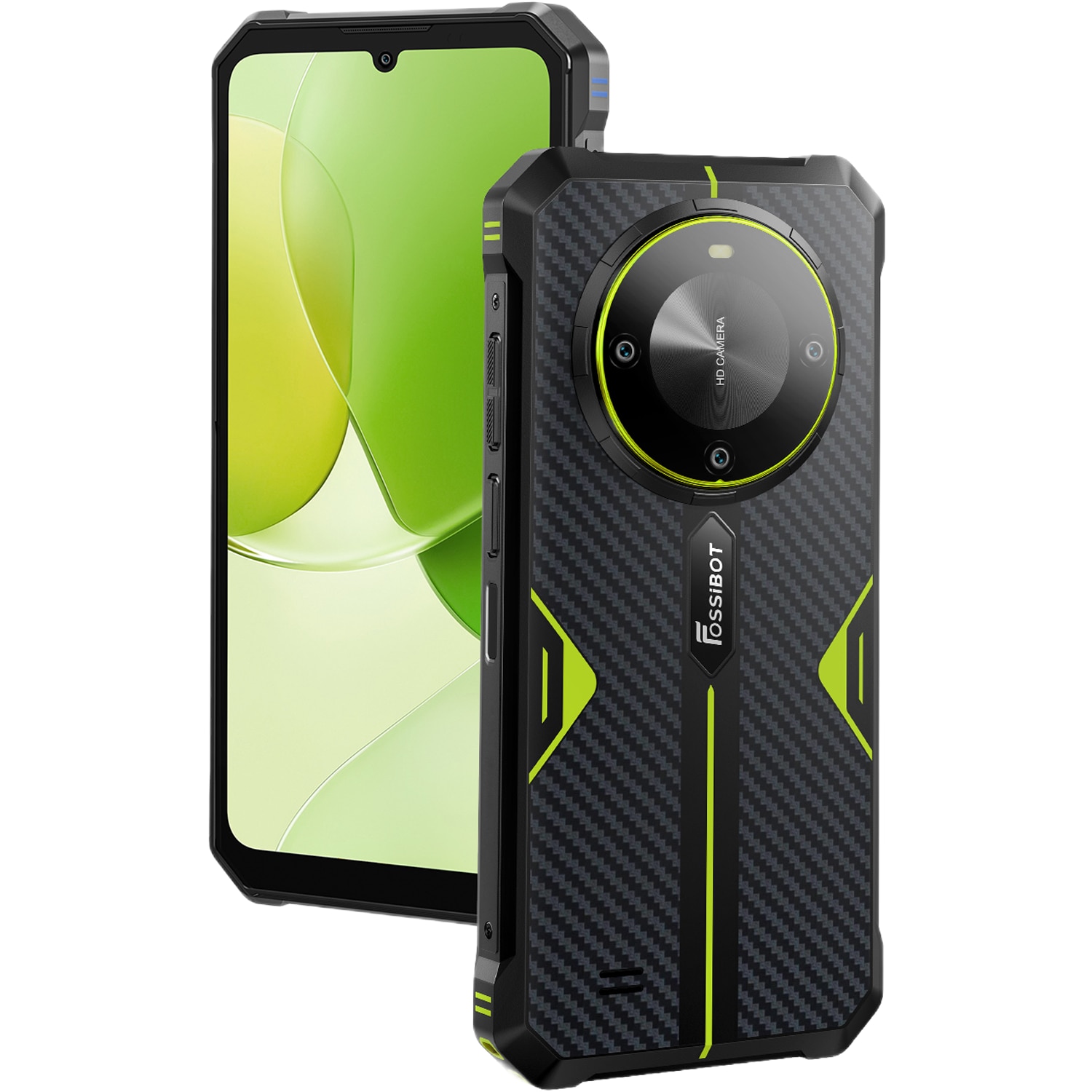 Telefon mobil FOSSIBOT F105, 5G, Dual SIM, Octa-Core, 6.75-inch IPS, 4GB RAM, 64GB, Camera 20MP + 8MP, GPS, NFC, 10300mAh, IP68/IP69K, Android 14, Green